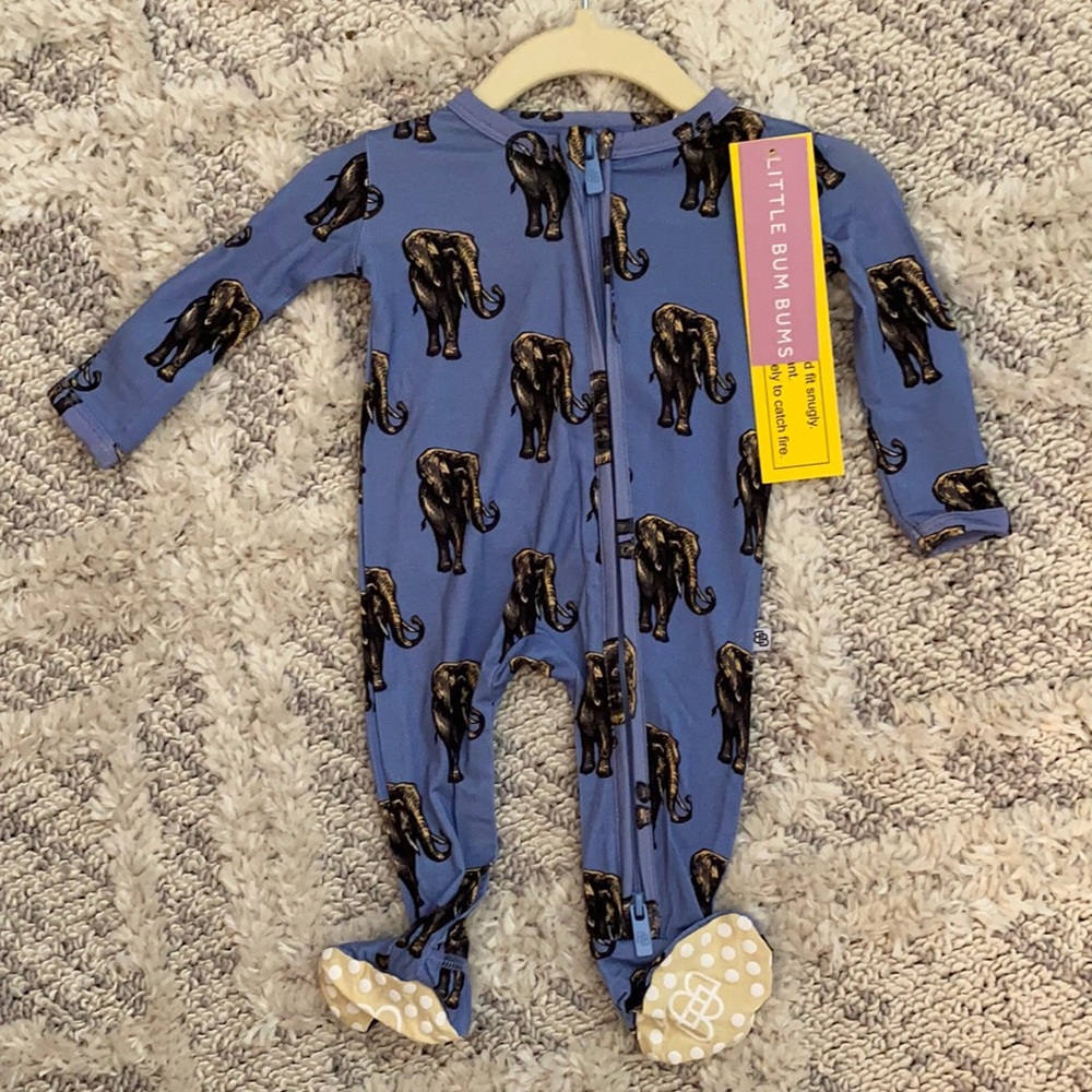 Little Bum Bums - Newborn - Elephant Onesie - Bamboo - Brand New